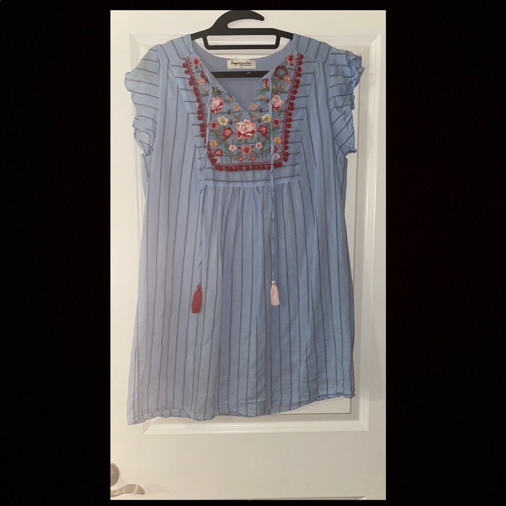 Embroidered Short Dress, Sz L, NWOT